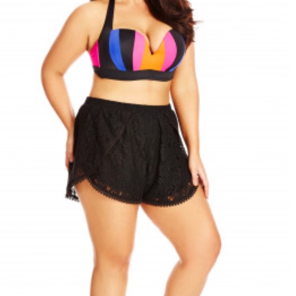 lace swim shorts cover up