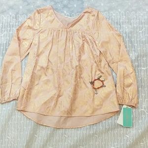 Copper Key Girl L Peach Gold Long Sleeve Top