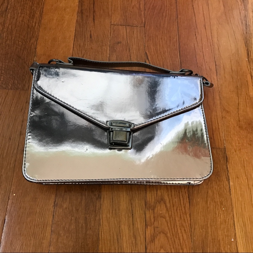 Kimchi Blue Metallic Silver mini purse