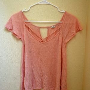 Pale pink criss-cross t-shirt