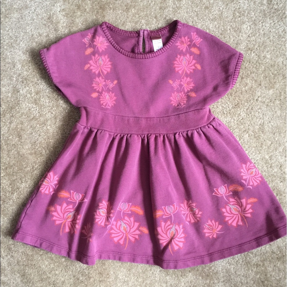 Tea girls size 2T floral plum color cotton dress