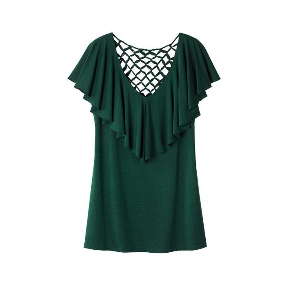 Lattice-Back Ruffle Top