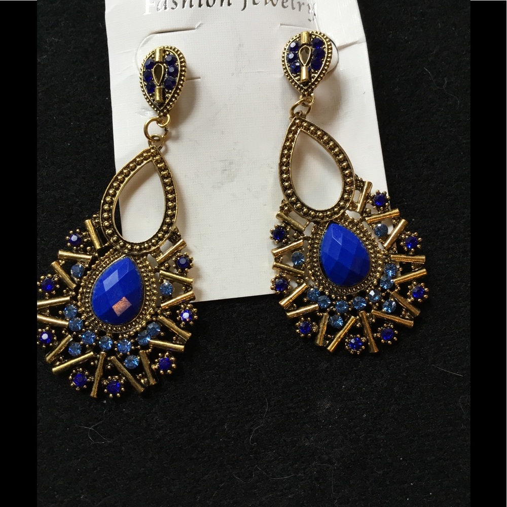 Cobalt blue statement earrings.