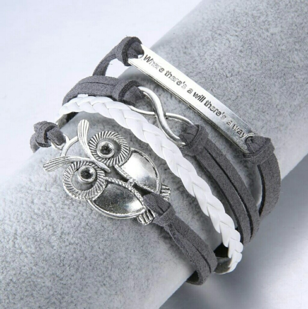 🆕NIP, Leather Bangle Bracelets - Gray