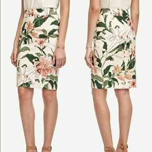 Anne Taylor Garden Print Pencil Skirt