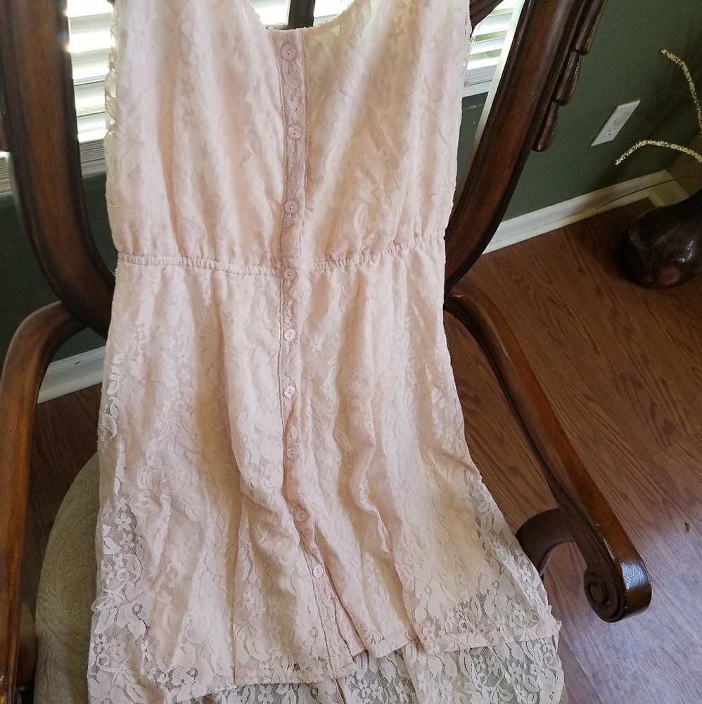 Light Pink Lace High Low Dress