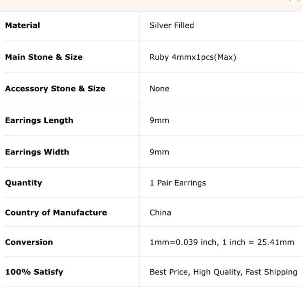 9mm Ruby CZ Gemstone & Silver Filled Earrings - Picture 5 of 8