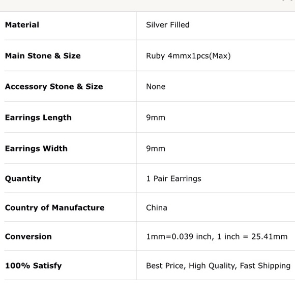 9mm Ruby CZ Gemstone & Silver Filled Earrings - Picture 5 of 8