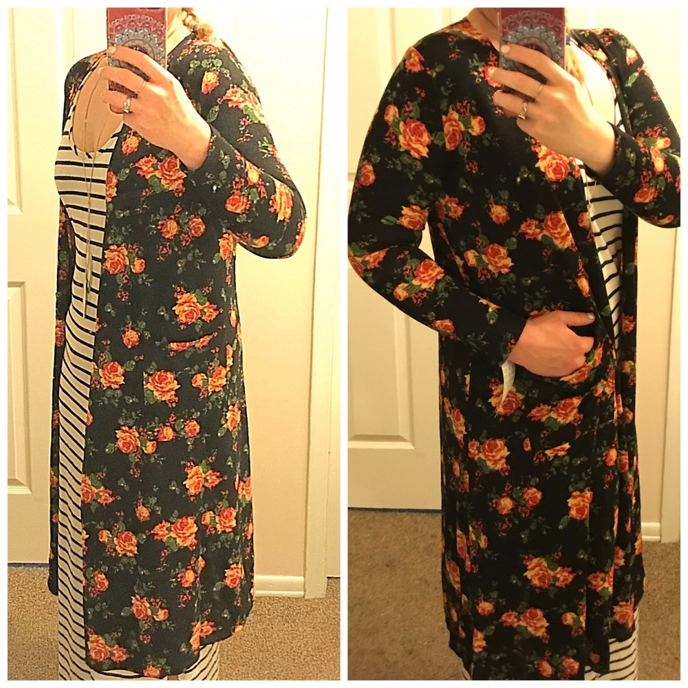 HTF Black Floral XL LuLaRoe Sarah Cardigan Unicorn