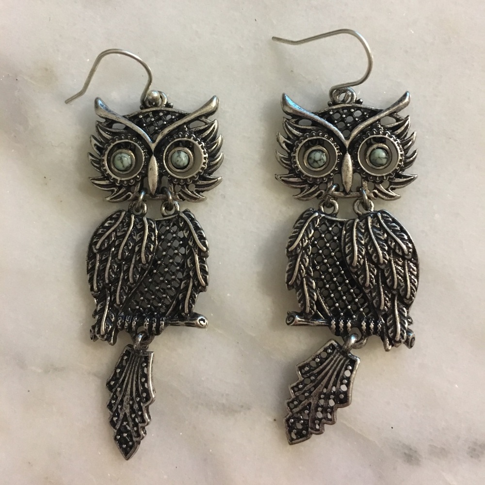 Lucky Brand silver owls earrings