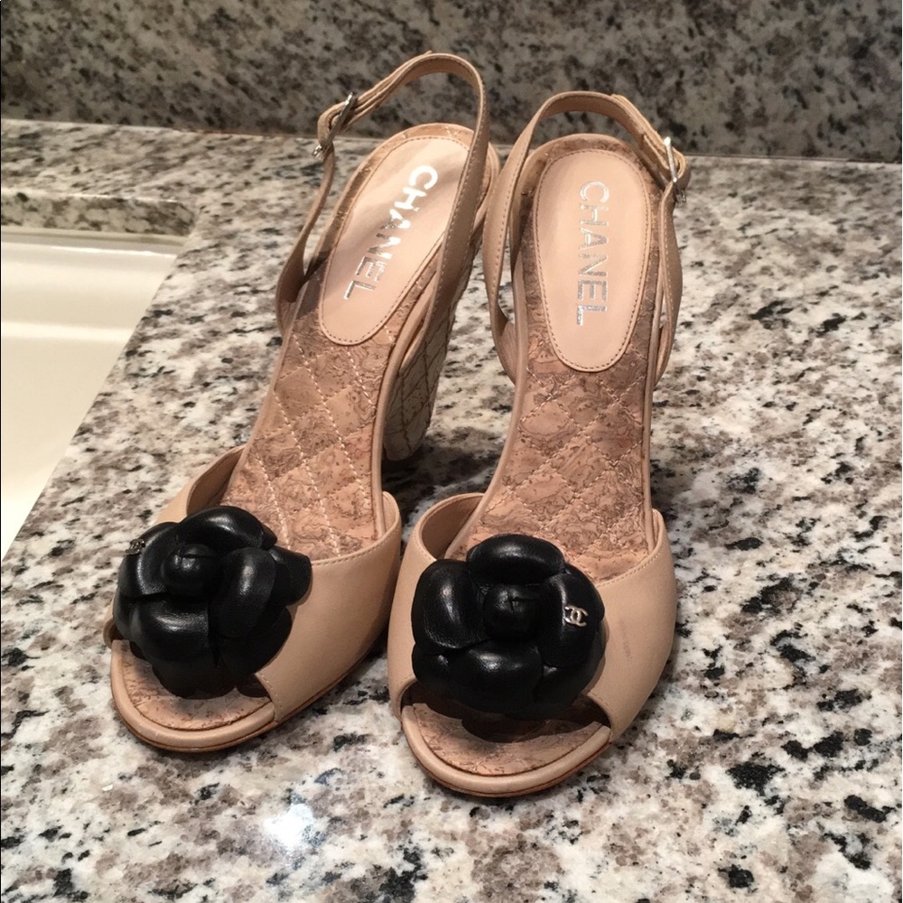 SS 2014 Chanel Camelia Cork Slingback shoes