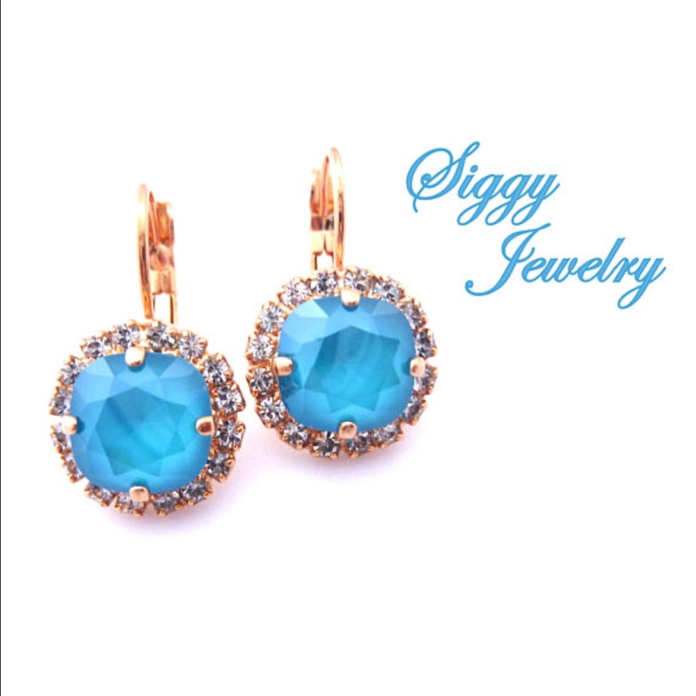 Swarovski Crystal Summer Blue Halo Earrings
