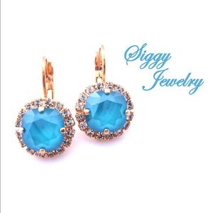 Swarovski Crystal Summer Blue Halo Earrings