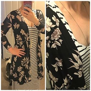 HTF Black Floral LuLaRoe Sarah Cardigan M Unicorn