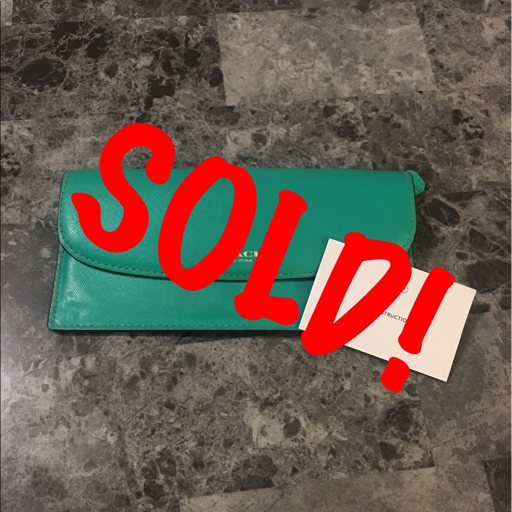 SOLD! Coach Teal Green Slim Wallet