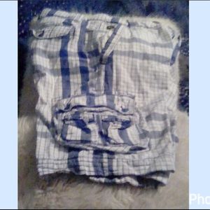 Blue & White Plaid Bermuda Shorts