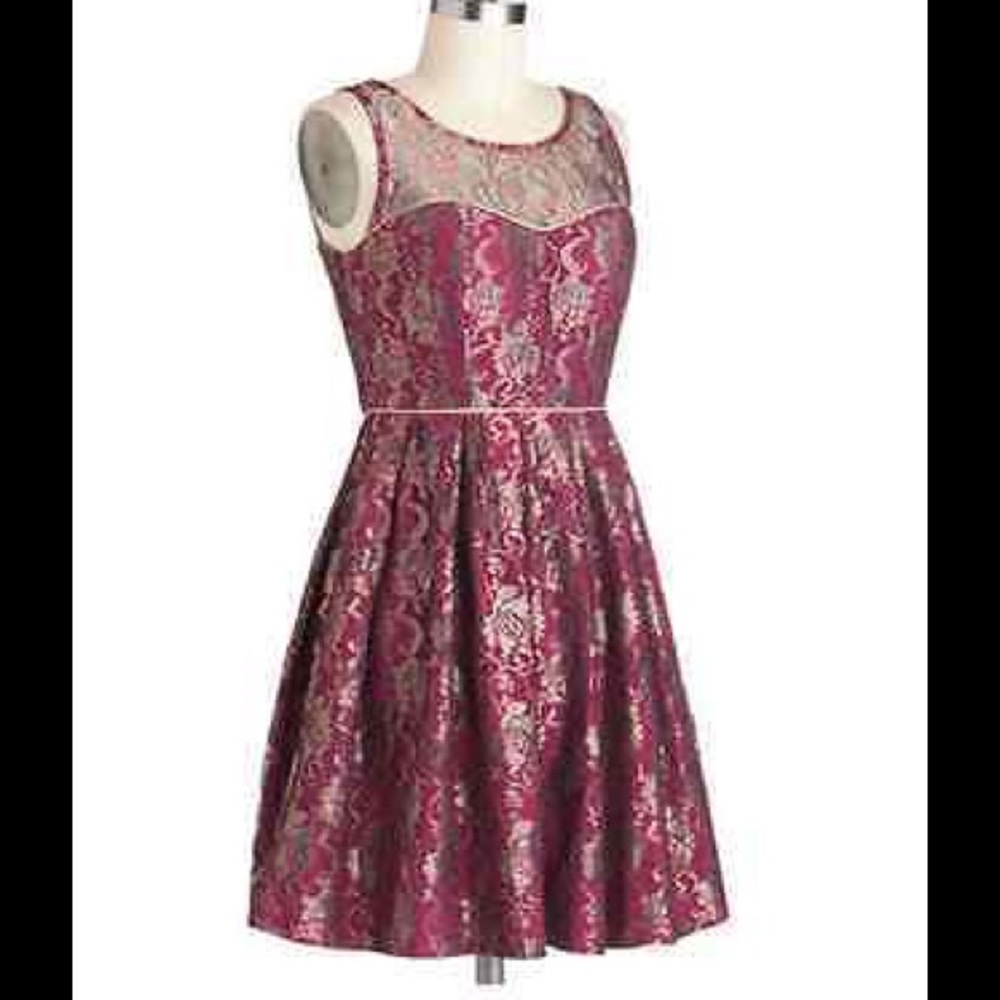 NEW Modcloth Full Lace Pink Red Dress