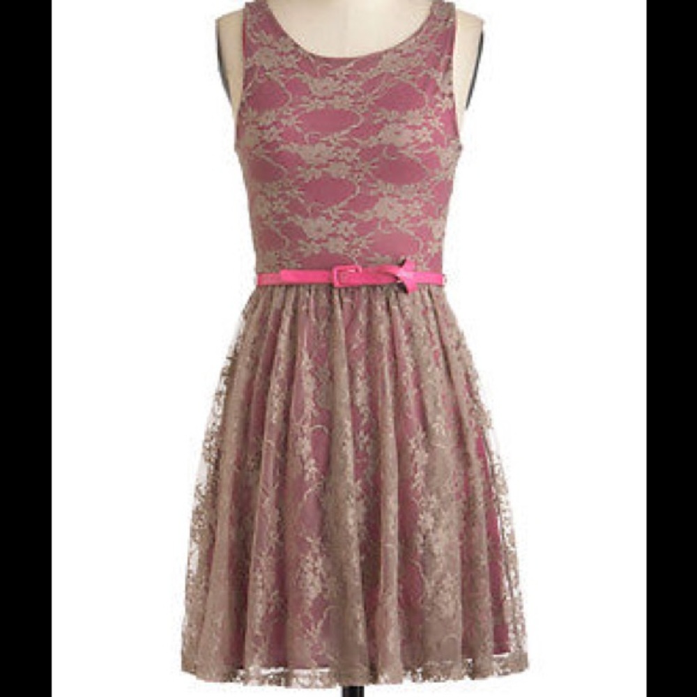 NWT Modcloth Full Lace Pink Red Dress