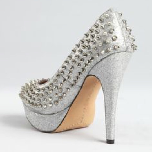 SOLD!!! Vince Camuto Silver Spiked Heels - Picture 2 of 3