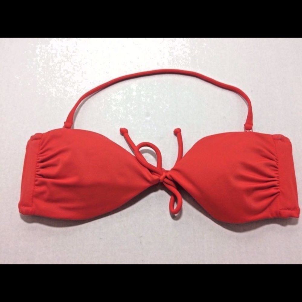 J Crew Red Swim Wear Bandeu Bikini Top