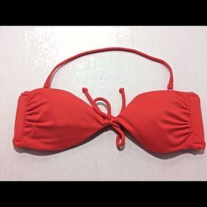 J Crew Red Swim Wear Bandeu Bikini Top