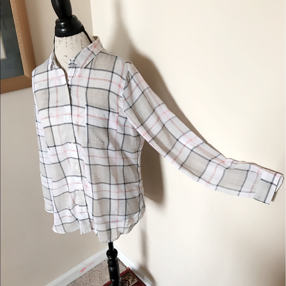 Old Navy Sheer Collared Button Down Blouse