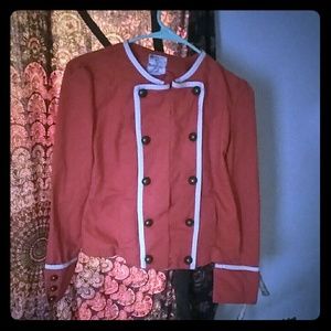 Womens red double breasted coat by tulle