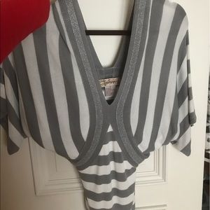 Silver and white stripe top