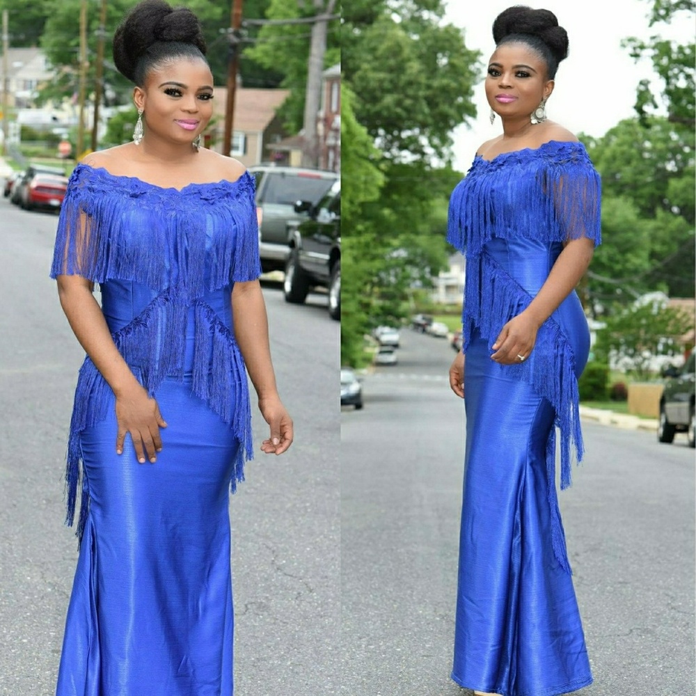 Royal blue fringe dress