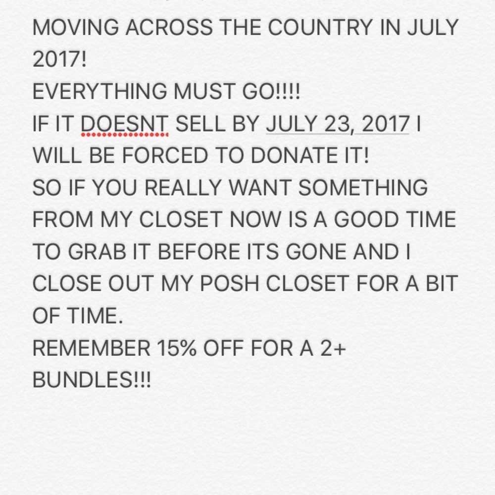 MOVING SOON EVERYTHING MUST GO OR IT'LL BE DONATED