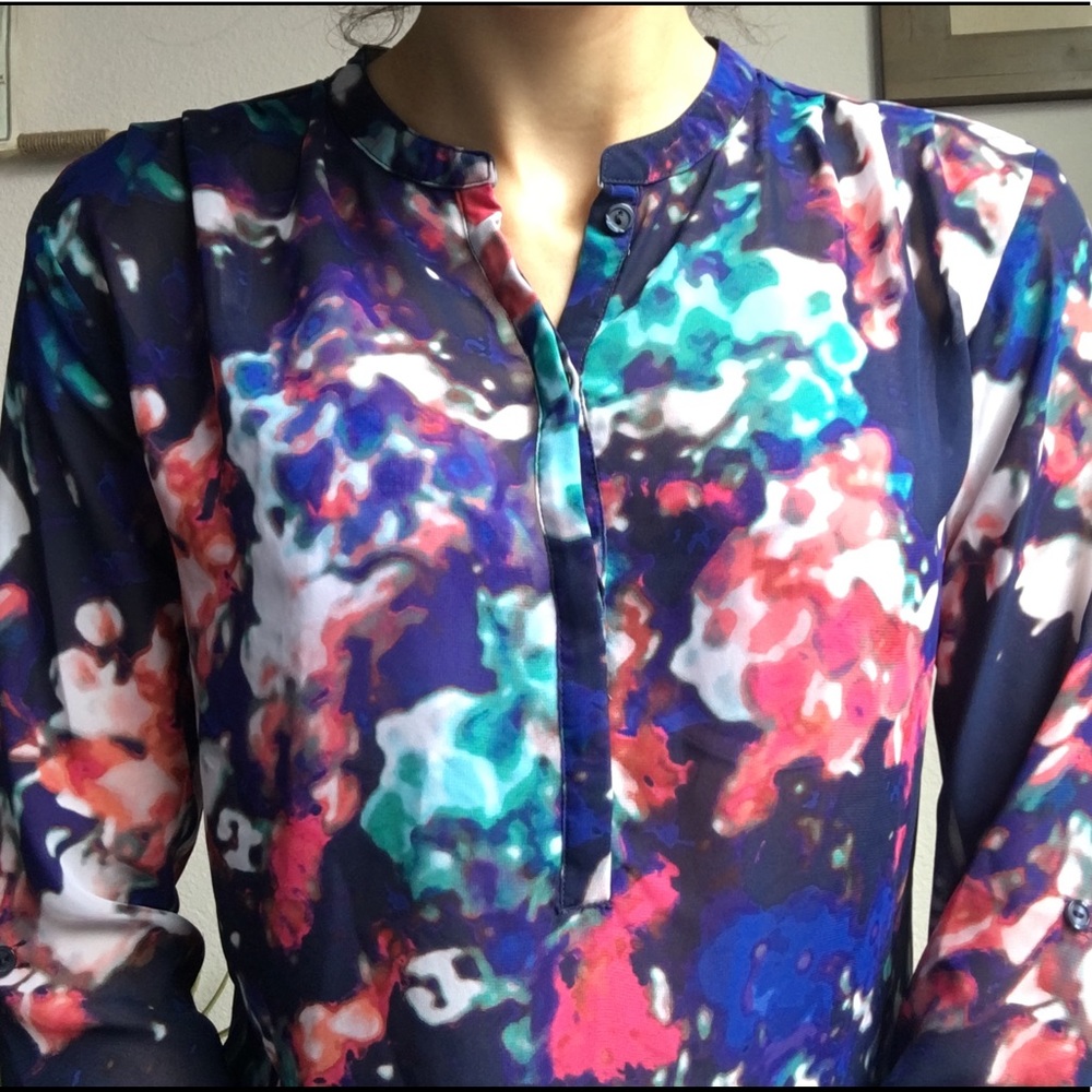 Floral long-sleeve blouse