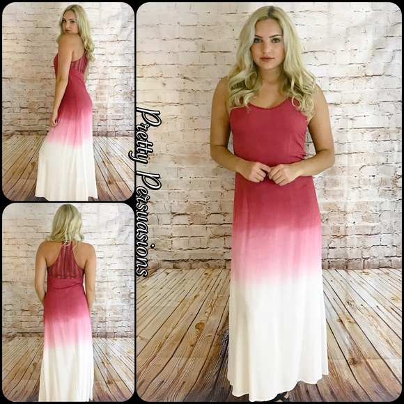 NWT Black Ivory Tan Ombré Crochet Back Maxi Dress - Picture 6 of 8