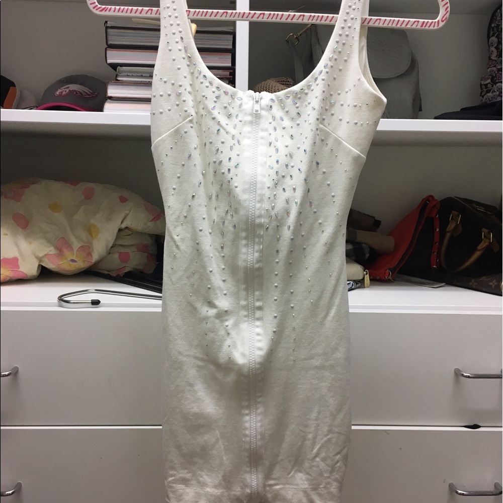Bebe white dress w/ studs