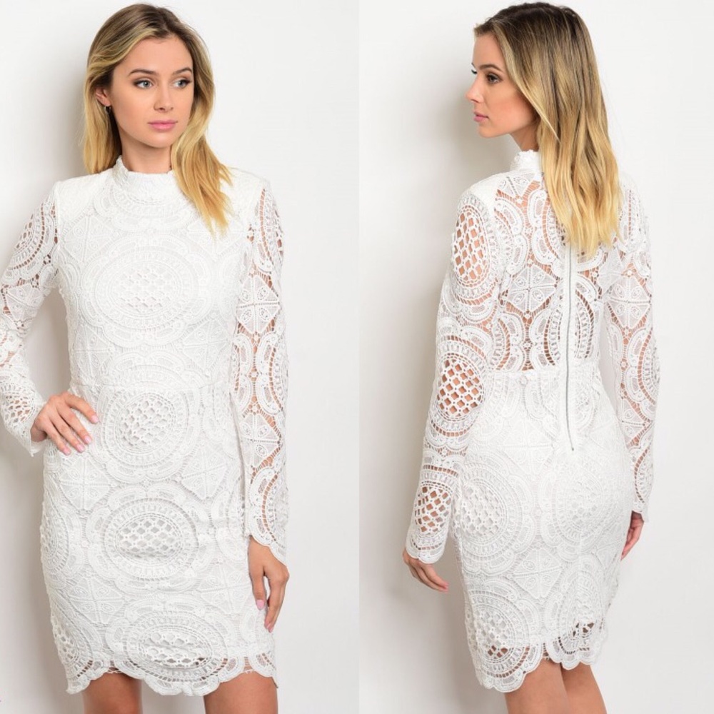 💕SOLD💕White Lace Guipure Bodycon Dress
