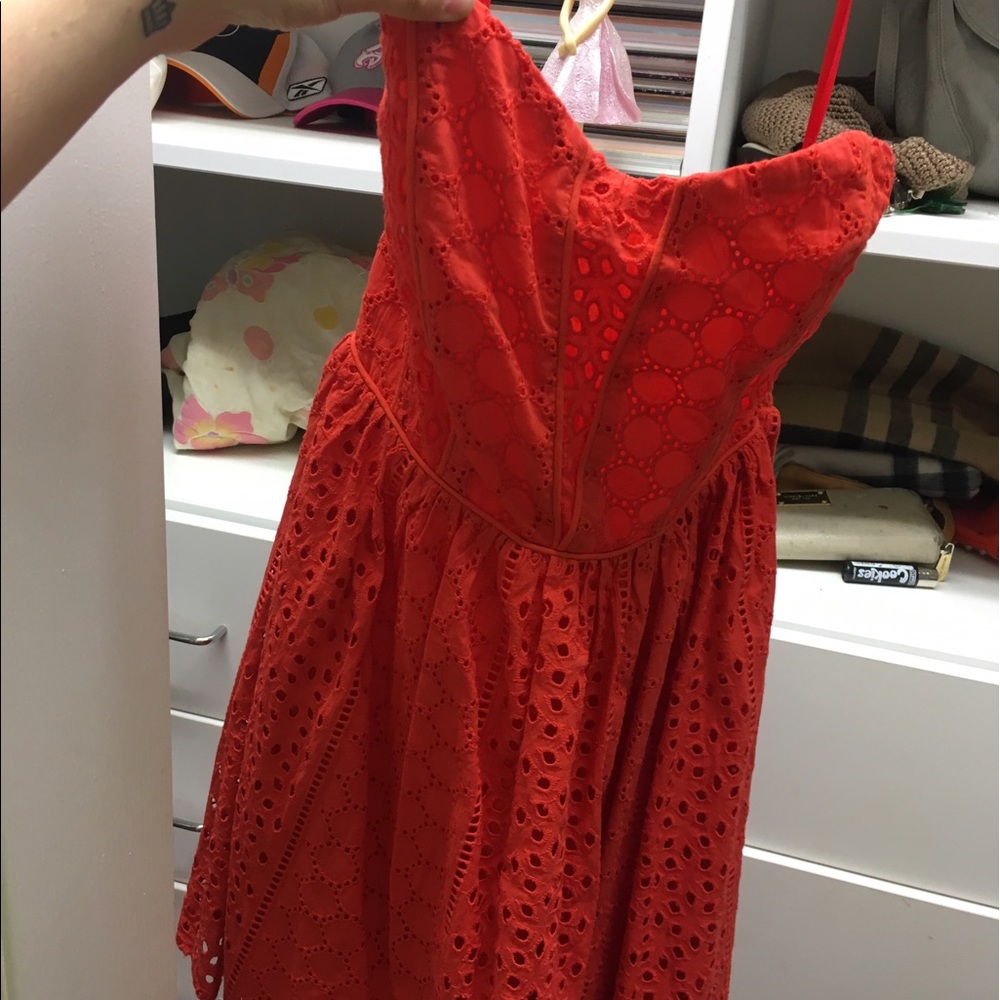 Red short flowy dress