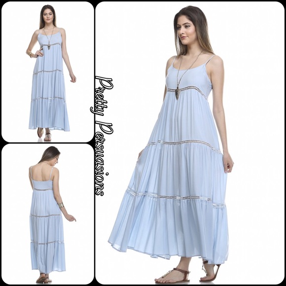 SOLD OUT ‼️ NWT Baby Blue Crochet Trim Maxi Dress - Picture 5 of 8