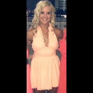 Peach backless bow dress