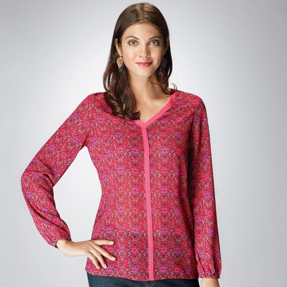 Printed Peasant Blouse
