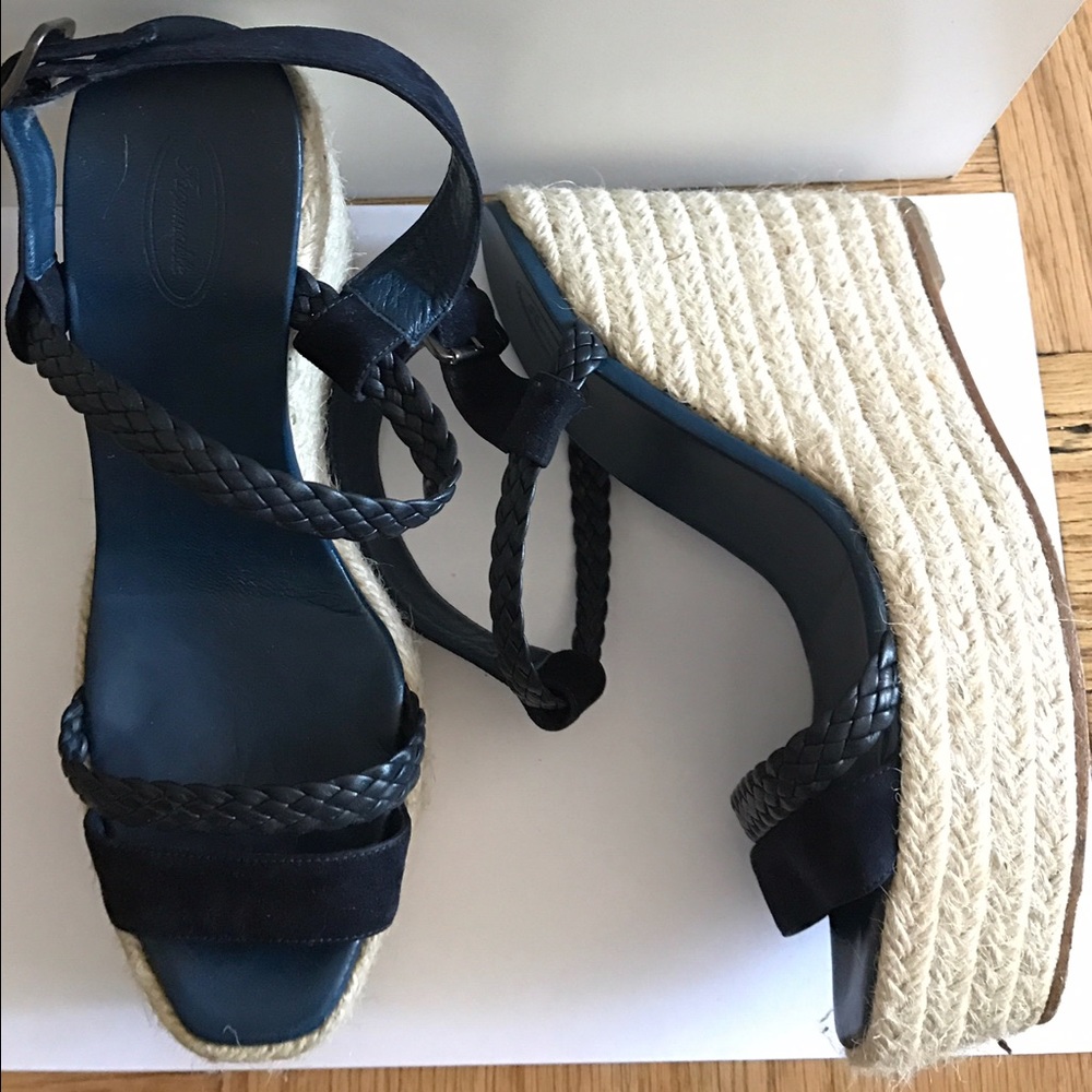 Faconnable Navy Leather Espadrilles - image 2