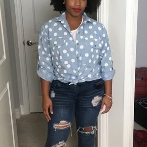 Polka dot button down shirt