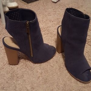 Blue Lazer Cut Open Toe and Heel Bootie