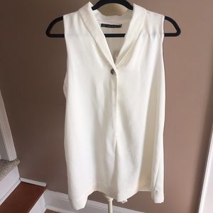 Zara Trafaluc Collection Cream Button Down Romper