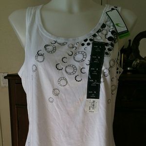 NWT Tek gear black and white wicked tank Large