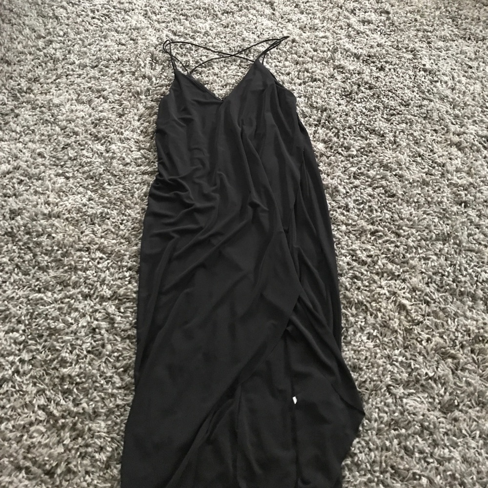 Black Thing Strap High Low Dress