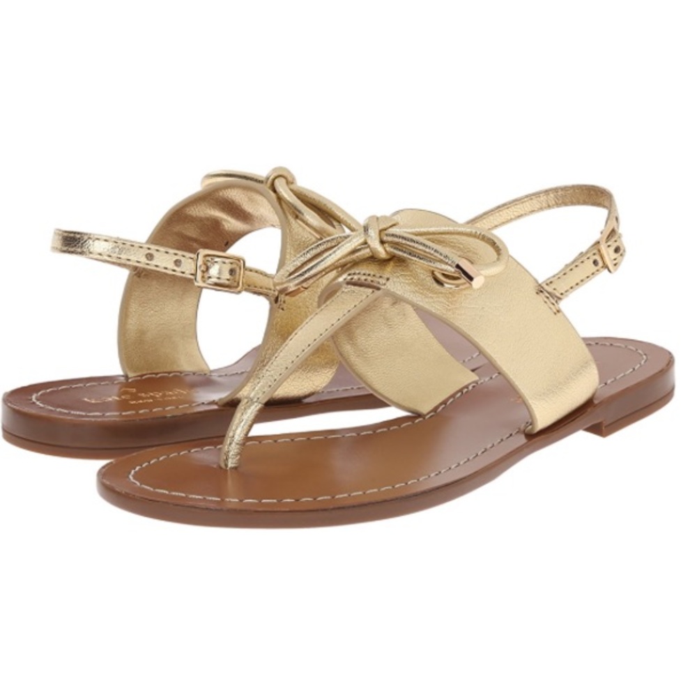 POOF💨Kate Spade Carolina Flat Sandal GOLD - Picture 4 of 5