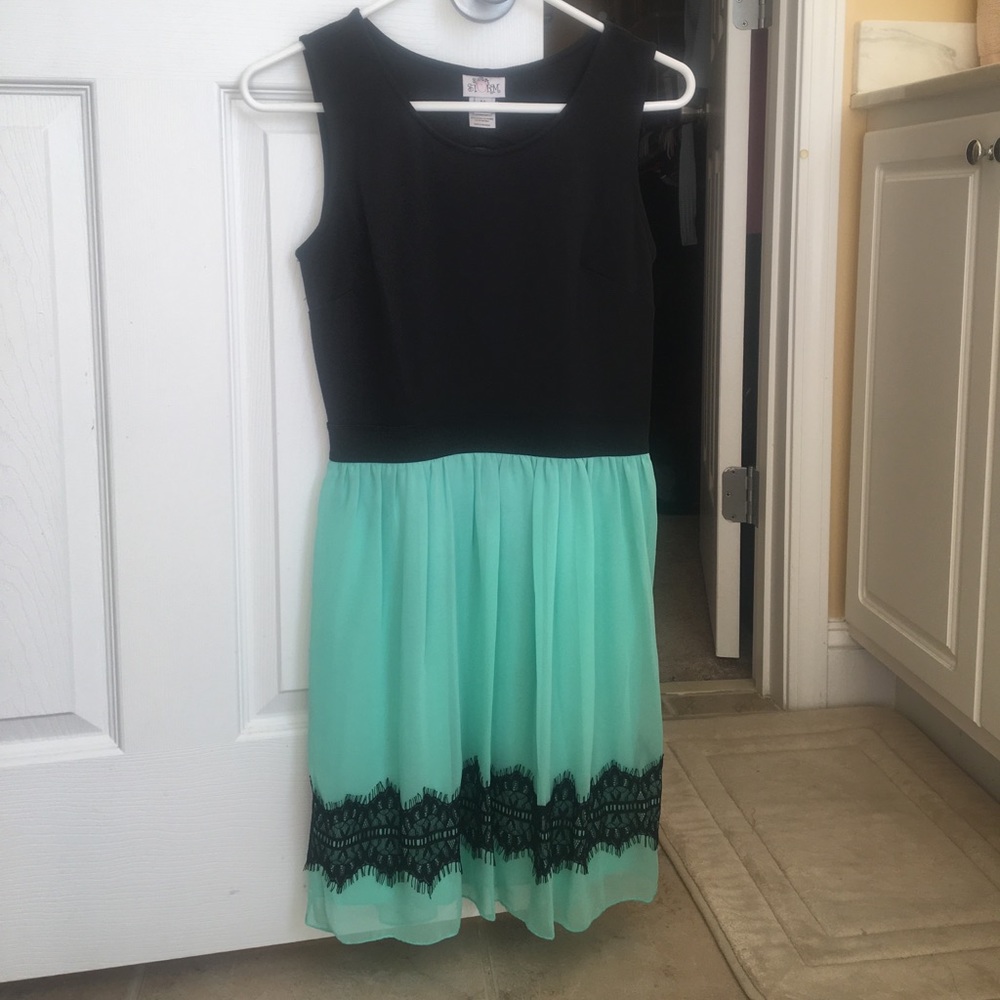 Mint and black dress