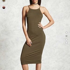 Striped bodycon midi dress