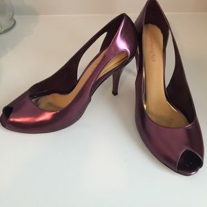 Purple peep toe heels