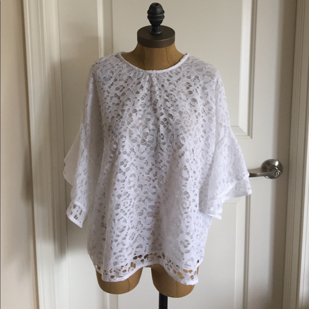 Lace ruffle sleeve top from Zara