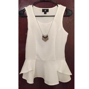 Peplum top with attached necklace